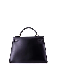 Pre-Owned HERMES Kelly 32 Handbag Black Box Calf with Gold Hardware