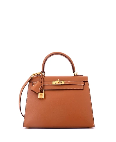 Pre-Owned HERMES Kelly 25 Handbag Brown Epsom with Gold Hardware