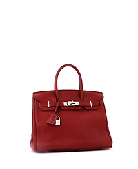 Pre-Owned HERMES Birkin 30 Handbag Red Clemence with Palladium Hardware