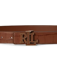 Lauren Ralph Reversible Croc-Embossed Leather Belt