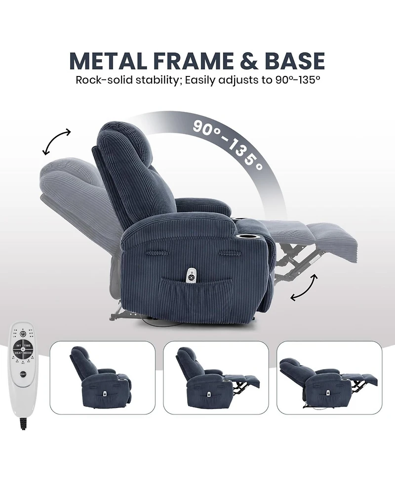 gaomon Rocking Recliner Chair with Vibration Massage, Heat, Cup Holders, Side Pockets & Comfy Design