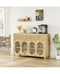 gaomon 55" Large Sideboard Buffet Cabinet with Storage and 2 Fluted Drawer Front, Buffet Table Coffee Bar Storage Cabinet