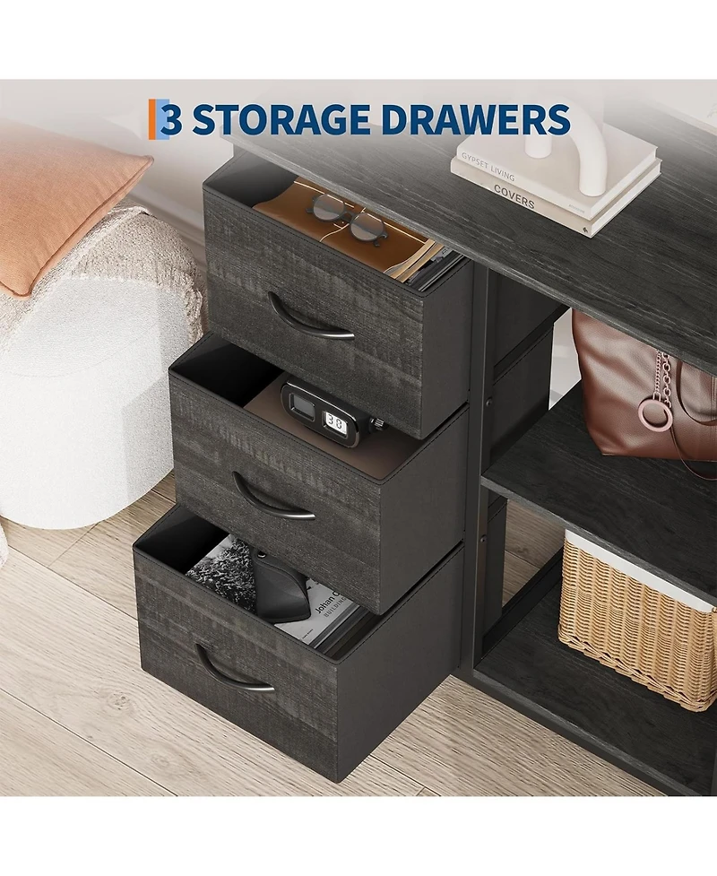 gaomon 3 fabric file cabinet and printer stand with open shelf steel frame-compact under desk organizer.