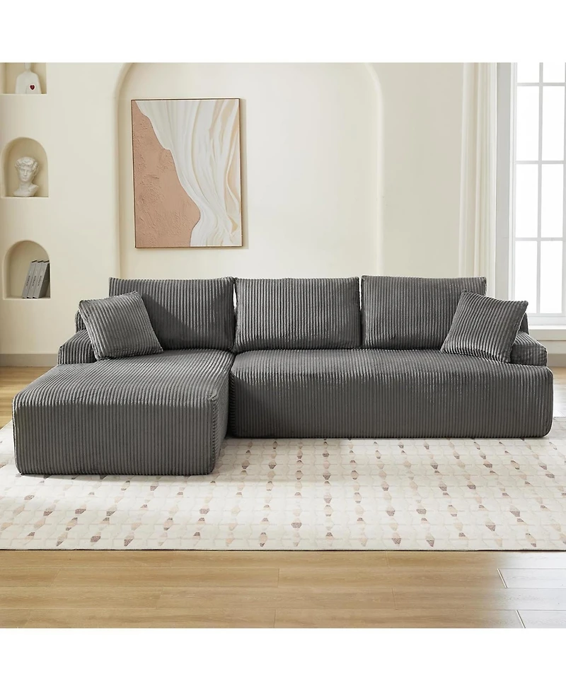 gaomon 106-Inch Modular Sectional Couch with L-Shape- Modern Corduroy Loveseat