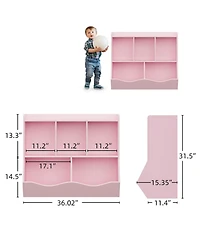 gaomon Wooden Kids Bookshelf and Toy Storage, Children Bookcase with 5 Compartments