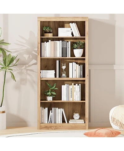 gaomon 71" Tall Modern 5-Tier Wooden Open Storage Bookcase