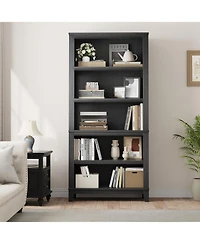 gaomon 71" Tall 5-Tier Farmhouse Wooden Bookcase with Adjustable Shelves, 31.5" Wide