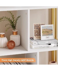 gaomon Modern 4-Tier Tall Bookshelf with 3 Drawers, Metal Frame Storage Rack