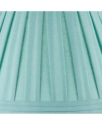 Springcrest Set of 2 Pleat Empire Lamp Shades Turquoise Medium 7" Top x 14" Bottom x 11" High Spider Harp and Finial Fitting