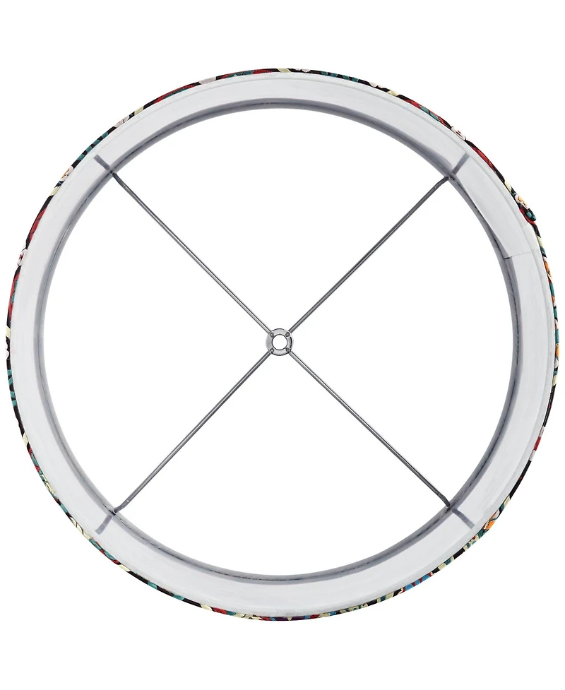 Springcrest Set of 2 Drum Print Lamp Shades Bohemian Medium 15" Top x 15" Bottom x 11" High Spider Harp Finial Fitting