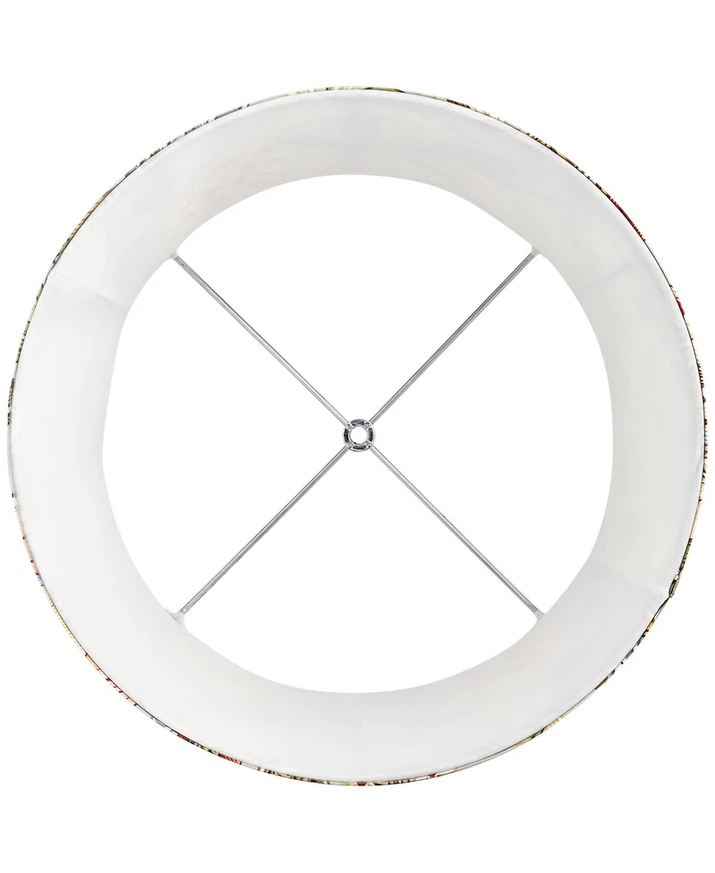 Springcrest Set of 2 Drum Print Lamp Shades Sage Green Medium 14" Top x 16" Bottom x 11.5" High Spider Harp and Finial Fitting