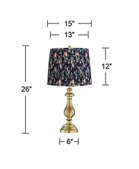 Regency Hill Fairlee 26" High Candlestick Traditional Table Lamp Antique Brass Finish Metal Shade Living Room