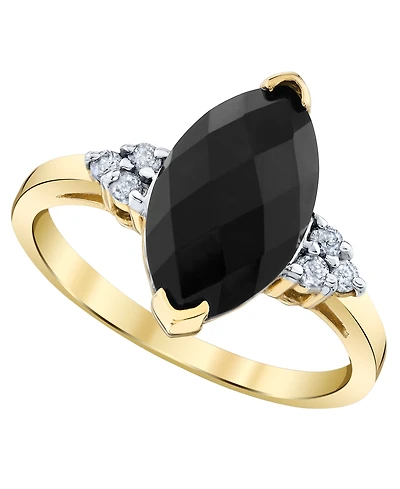 Macy's Onyx (3-1/2 ct. t.w.) and Diamond (1/8 ct. t.w.) Ring in 14k Yellow Gold
