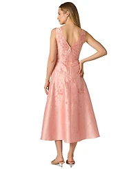 Adrianna Papell Women's V-Neck Embroidered Dress