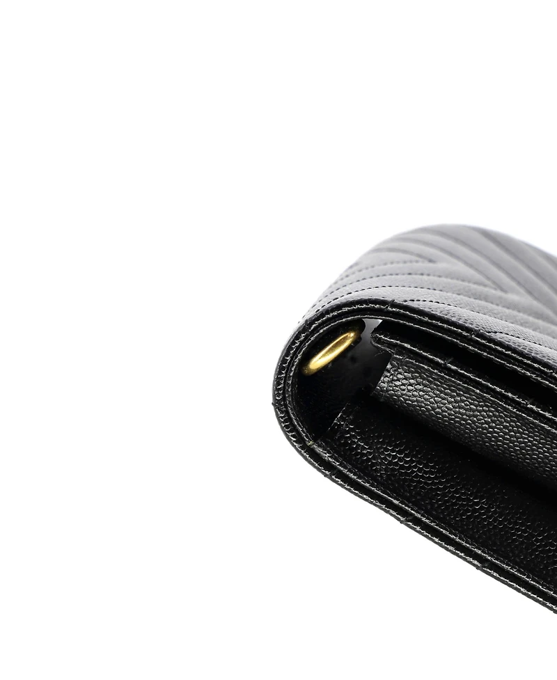 Pre-Owned Saint Laurent Classic Monogram Envelope Wristlet Clutch Matelasse Chevron Leather