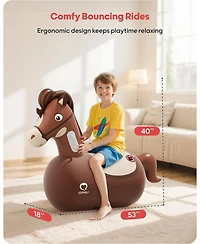 Qpau Infatable Bouncy Horse Toys with Hand Pump, Heavy Duty Giant Bouncy Pal, 220lbs Load Capacity, Ride On Bouncy Animal Hopper Toy
