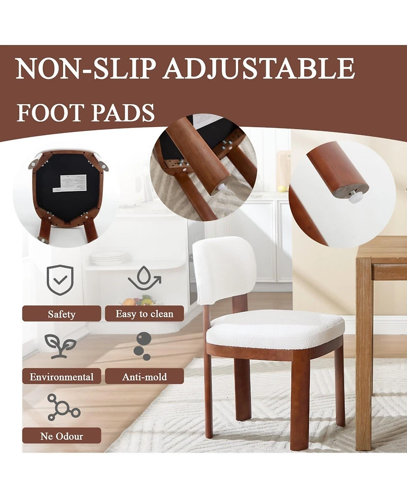 Boyel Living Farmhouse Wooden Dining Chairs Set of 2 Modern Fabric Upholstered Armless Side Chairs