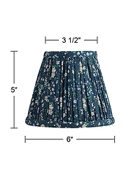 Springcrest 3 1/2" Slant Print Lamp Shade Replacement Set of 6 Navy Blue Floral Clip On Candelabra