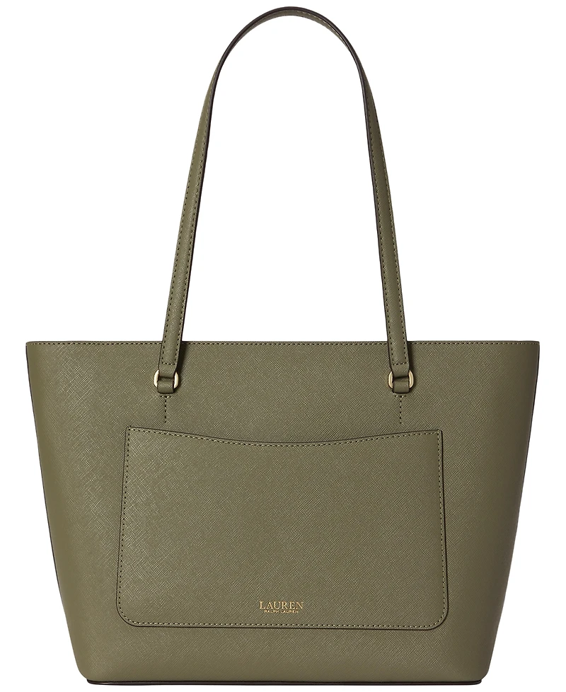 Lauren Ralph Crosshatch Leather Medium Karly Shopper Tote