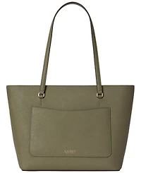 Lauren Ralph Crosshatch Leather Medium Karly Shopper Tote