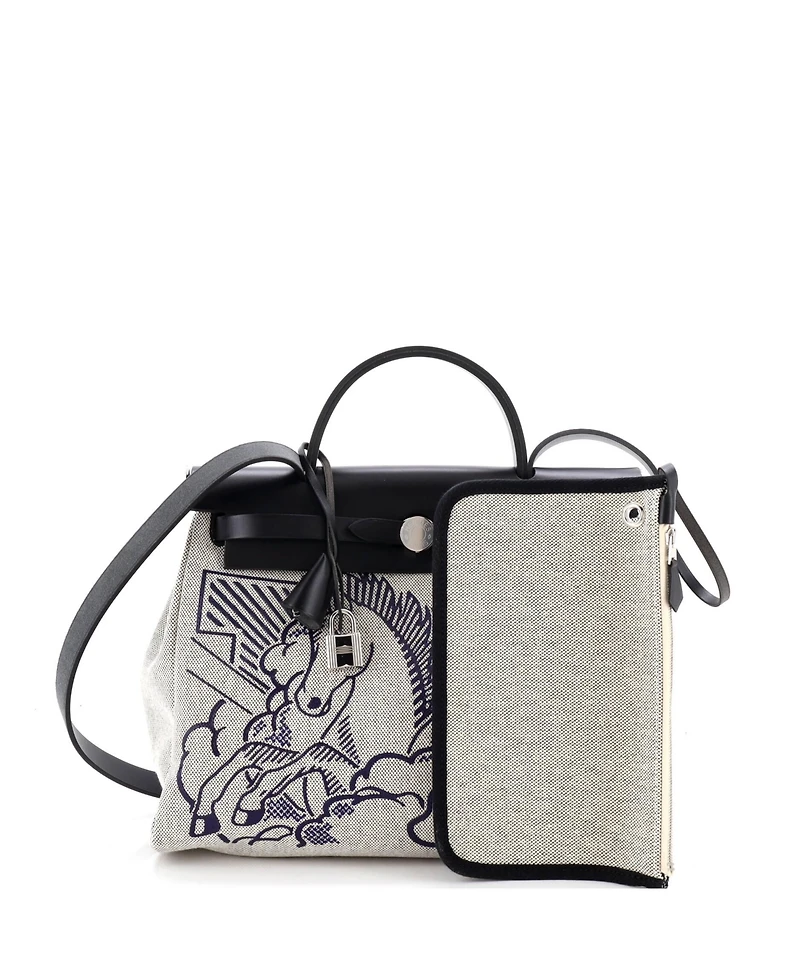 Pre-Owned HERMES 31 Herbag Zip Pegase Pop Toile and Leather