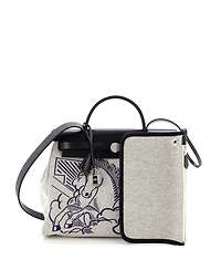 Pre-Owned HERMES 31 Herbag Zip Pegase Pop Toile and Leather