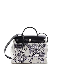 Pre-Owned HERMES 31 Herbag Zip Pegase Pop Toile and Leather