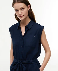 Tommy Hilfiger Women's Belted Collared Jumpsuit