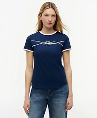 Tommy Hilfiger Women's Crewneck Ringer Trim Cotton T-Shirt