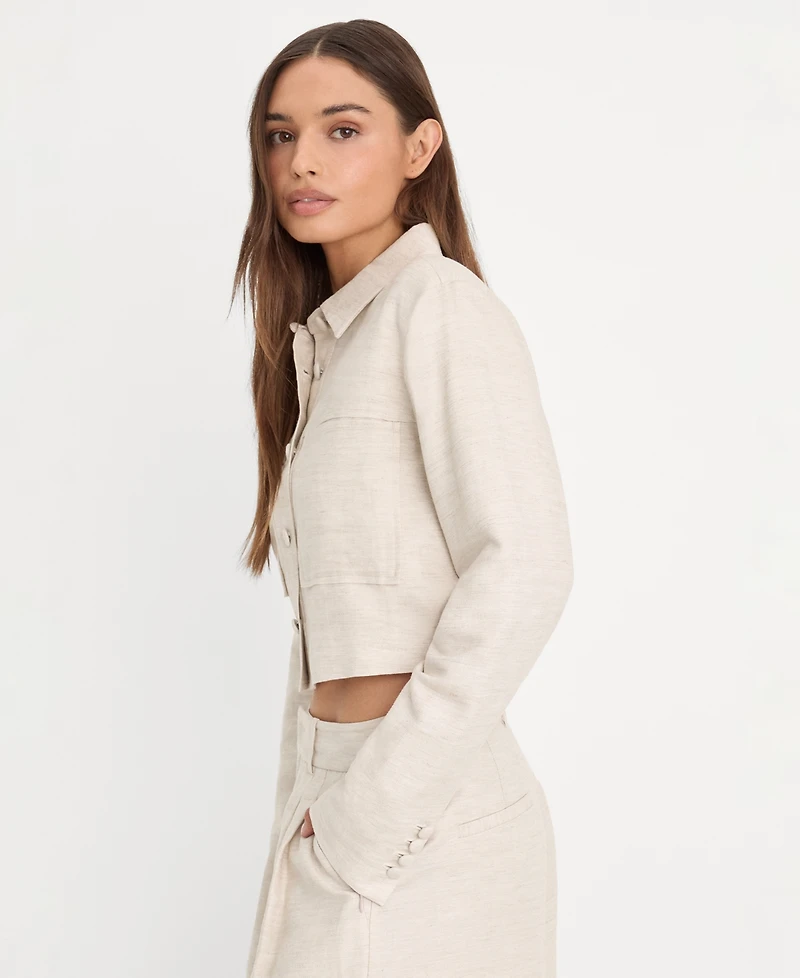 Good American Women's Button-Front Cropped Jacket