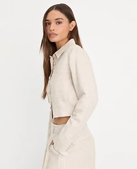 Good American Women's Button-Front Cropped Jacket