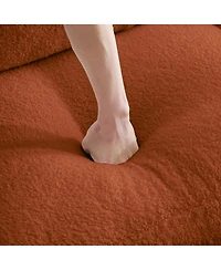 Rainsken Stylish Curved Back Teddy Fabric Loveseat, Modular 2 Seater Sofa Featuring Curved Armrests and Lumbar Pillows for Daily Living Use