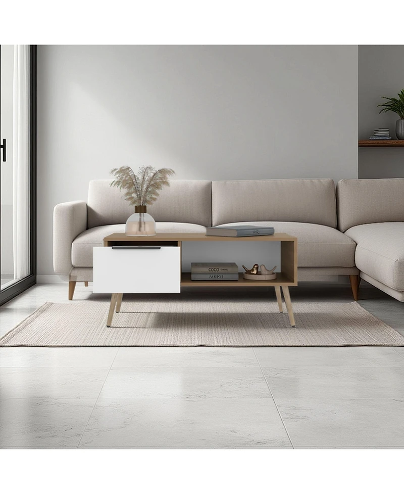 Depot E-shop Basset Coffee Table, 1 Drawer, 1 Shelf, 4 Legs