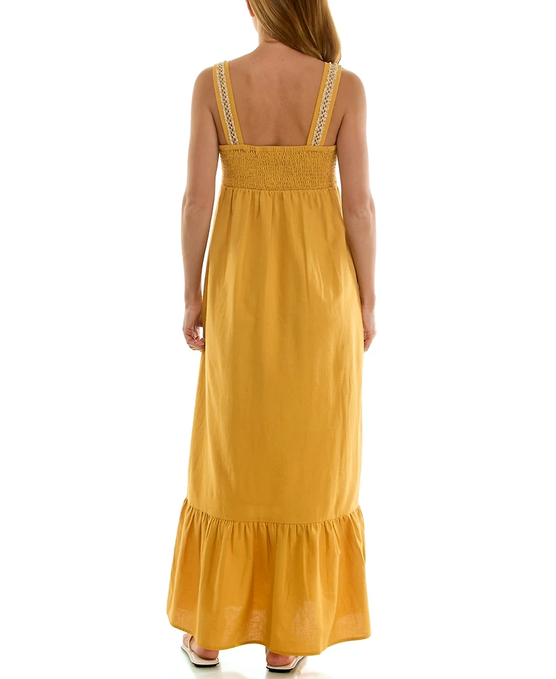 Planet Gold Juniors' Tiered Buckle Trim Maxi Dress