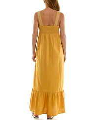 Planet Gold Juniors' Tiered Buckle Trim Maxi Dress
