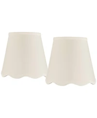 Springcrest Set of 2 Scalloped Empire Lamp Shades Small 4" Top x 6" Bottom x 5.5" High Candle Clip Harp and Finial Fitting
