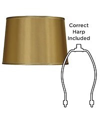 Springcrest Set of 2 Drum Lamp Shades Satin Medium 14" Top x 16" Bottom x 11" High Spider Replacement Harp and Finial Fitting