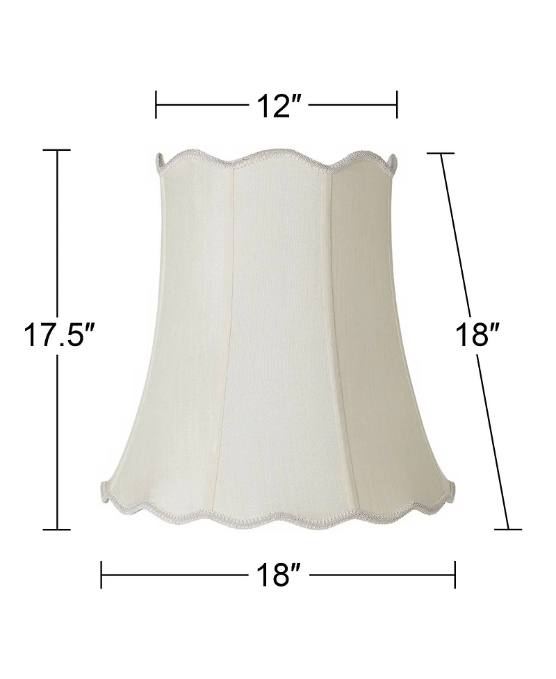 Springcrest Imperial Shade Set of 2 Scallop Bell Lamp Shades Cream White Large 12" Top x 18" Bottom x 17.5" High Spider Harp Finial Fitting