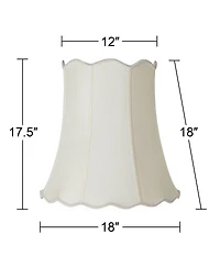 Springcrest Imperial Shade Set of 2 Scallop Bell Lamp Shades Cream White Large 12" Top x 18" Bottom x 17.5" High Spider Harp Finial Fitting