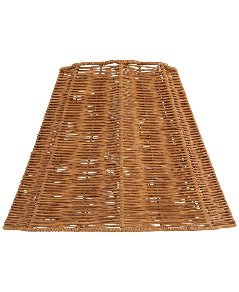 Springcrest 8" Top x 16" Bottom x 11" High x 11" Slant Lamp Shade Replacement Medium Rattan Spider Harp Finial