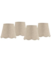 Springcrest 4" Top x 6" Bottom x 5 1/2" High x 5 1/2" Slant Lamp Shade Replacement Set of Fawn Scalloped Clip On Candelabra