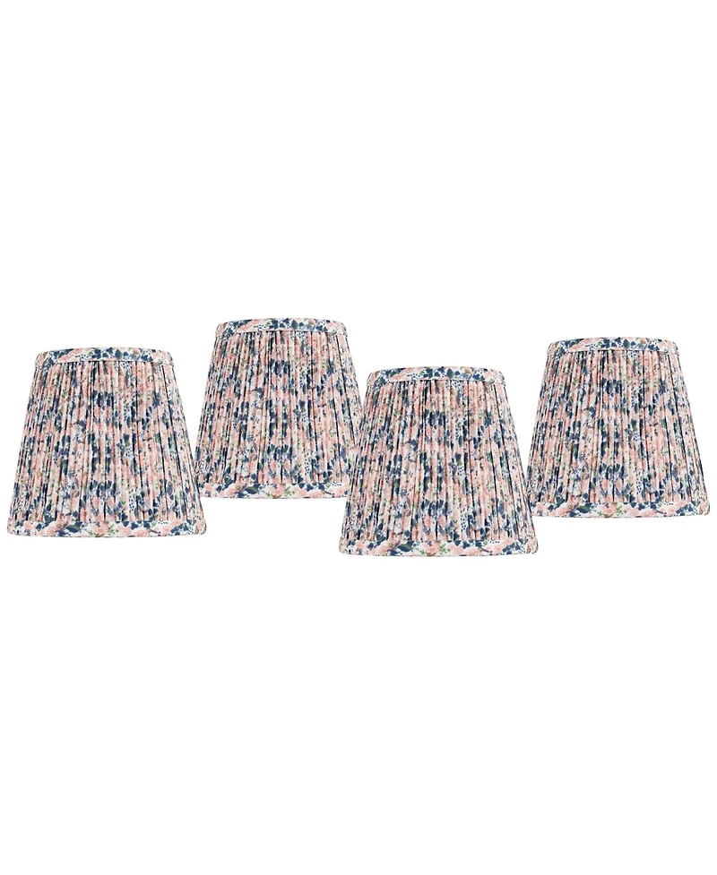 Springcrest " Top x 6" Bottom x 5 1/2" High x 5 1/2" Slant Print Lamp Shade Replacement Set of Shirred Pleated Clip On