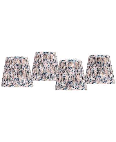 Springcrest " Top x 6" Bottom x 5 1/2" High x 5 1/2" Slant Print Lamp Shade Replacement Set of Shirred Pleated Clip On