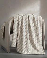 Calvin Klein Dot Dash Plaid Yarn Dyed Cotton Blanket