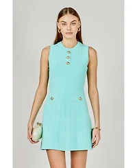 Women's Shank Button Knit Mini Dress