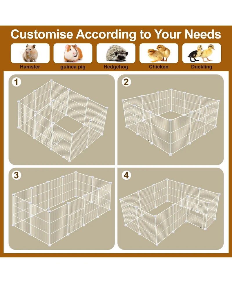 Aronkl Portable Animal Playpen Transparent Plastic Diy Indoor Outdoor for Guinea Pigs Bunny Ferrets