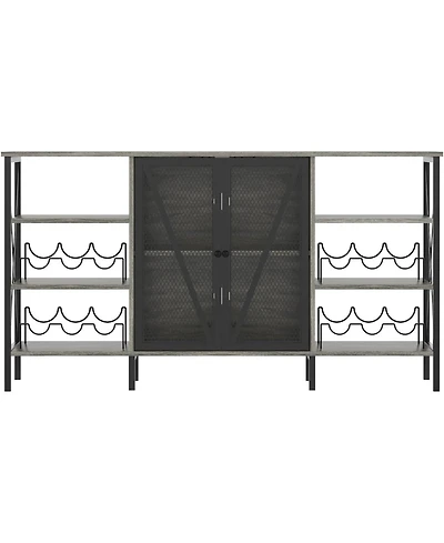 gaomon Modern Liquor Cabinet Station with Wine Rack and Mesh Door, Kitchen Sideboard Buffet Cabinet for Living Room