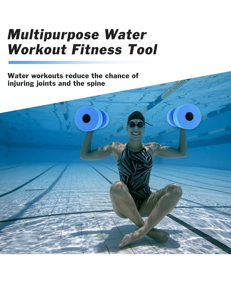 Hikeen Aquatic Exercise Dumbbells Water Dumbbell Pool Resistance Fitness Barbells with 4 High-Density Eva Foam Pool Weights Dumbbells
