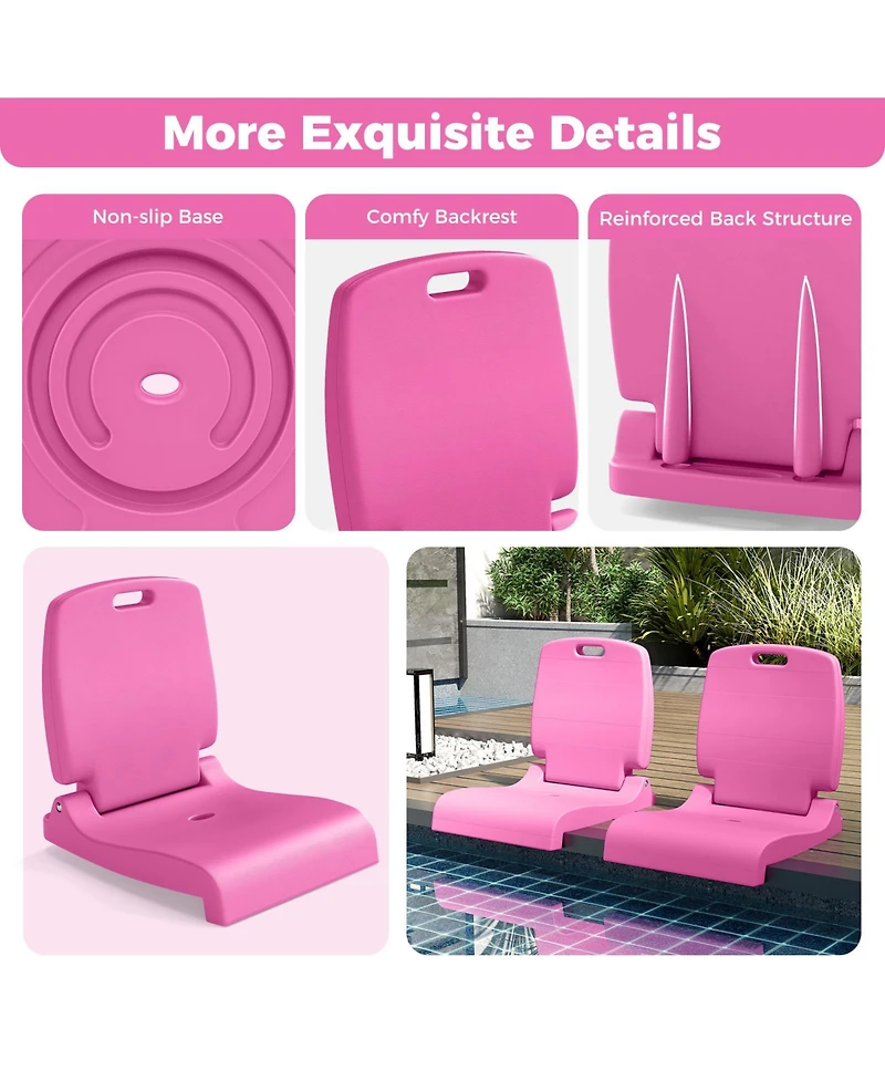 Gouun Foldable Pool Chair with Built-in Handle and Backrest Support