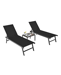 Gouun 3-Piece Aluminum Patio Chaise Lounge Set with Side Table